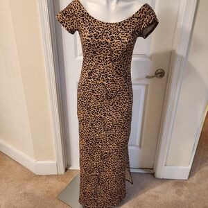 Boston Proper small leopard long dress off shoulders
